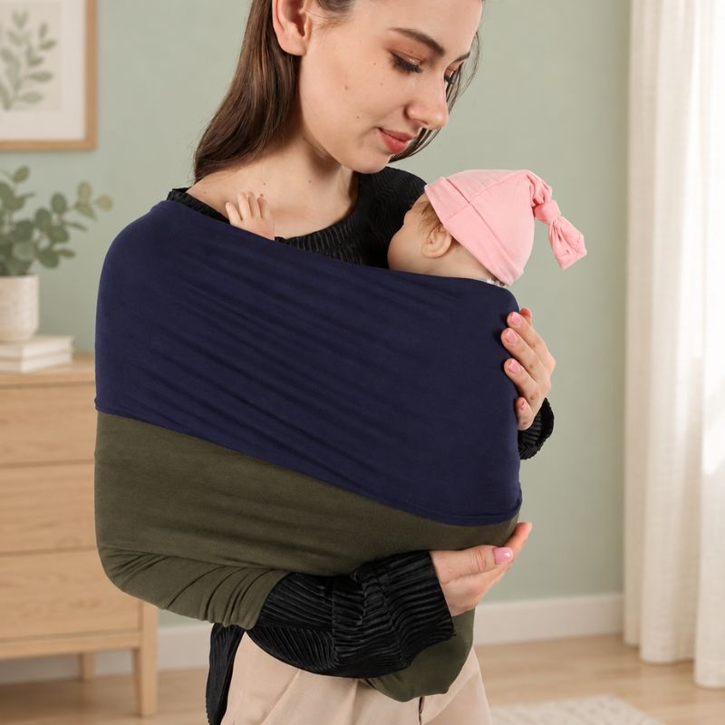 bebe portage echarpe respirante vert-marine
