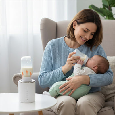 maman heureuse du chauffe biberon sans fil lait minute