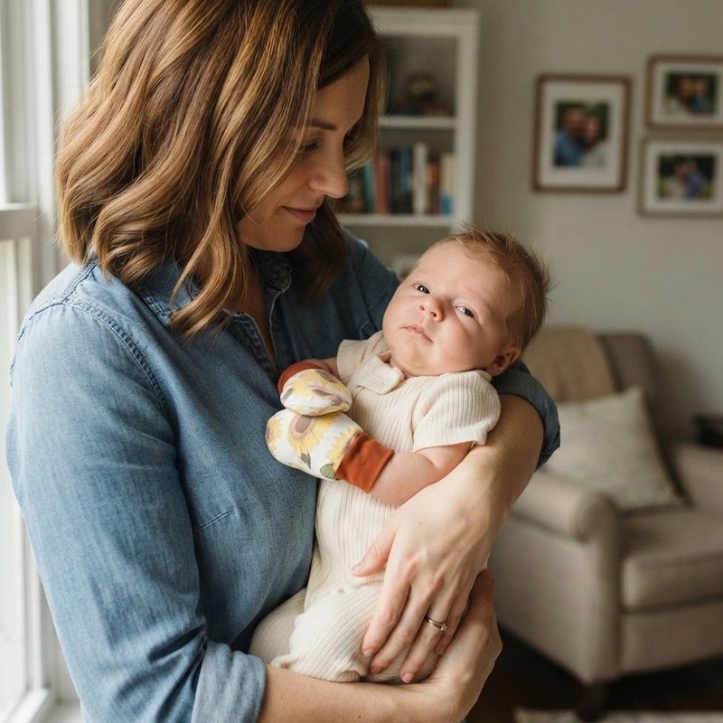 Moufle bébé naissance avec bande élastique souple