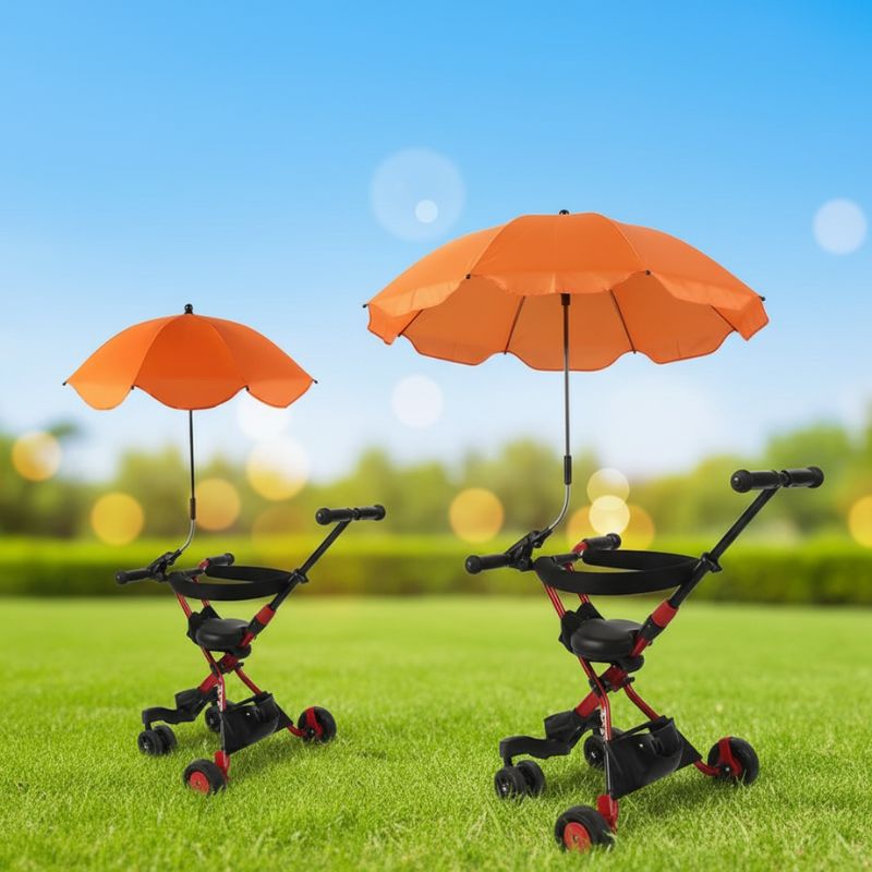 ombrelles poussettes orange avec bouclier solaire