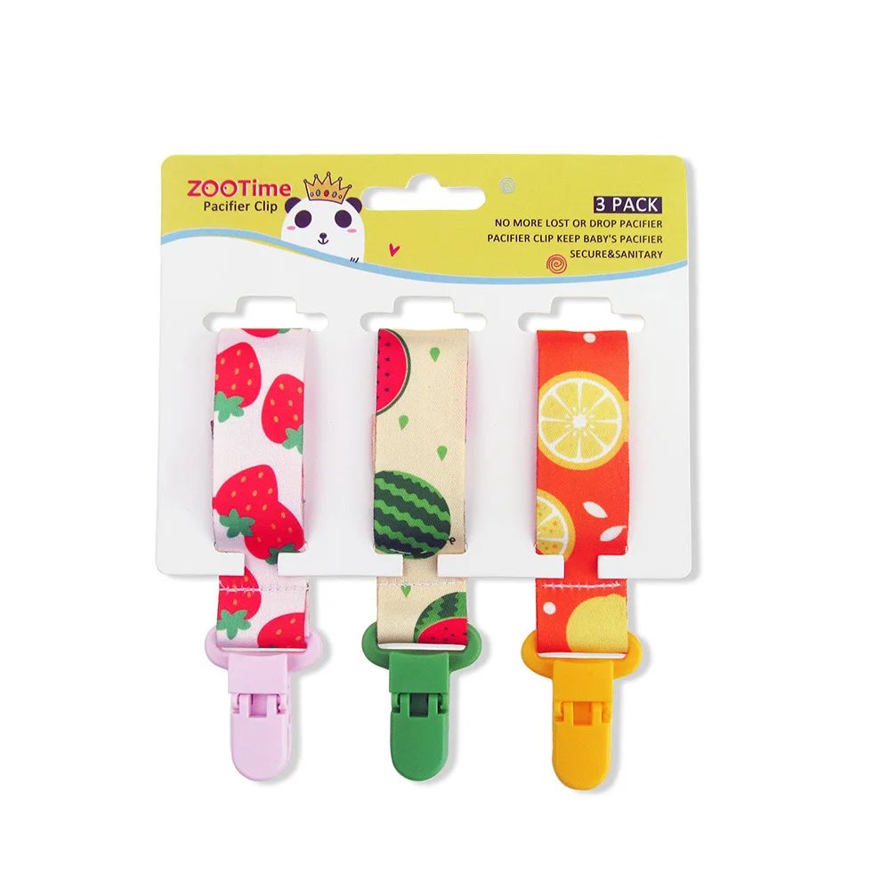 attache tétine élégante motifs fruits