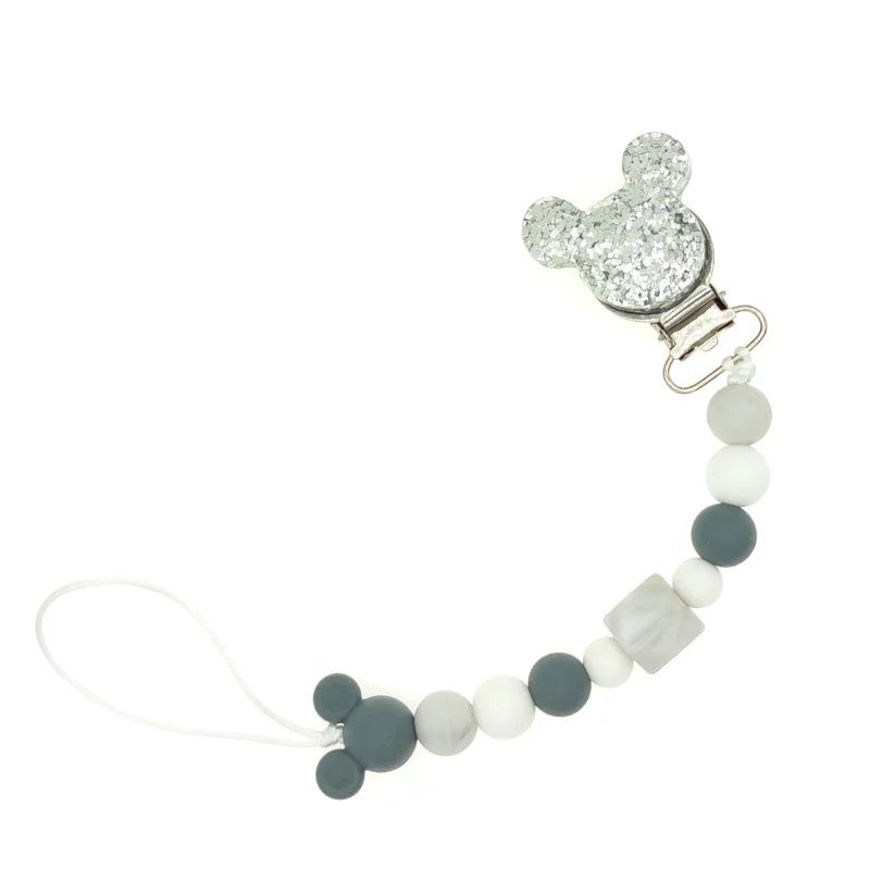 attache tetine silicone gris