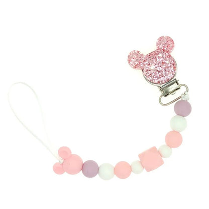 attache tetine silicone rose pâle