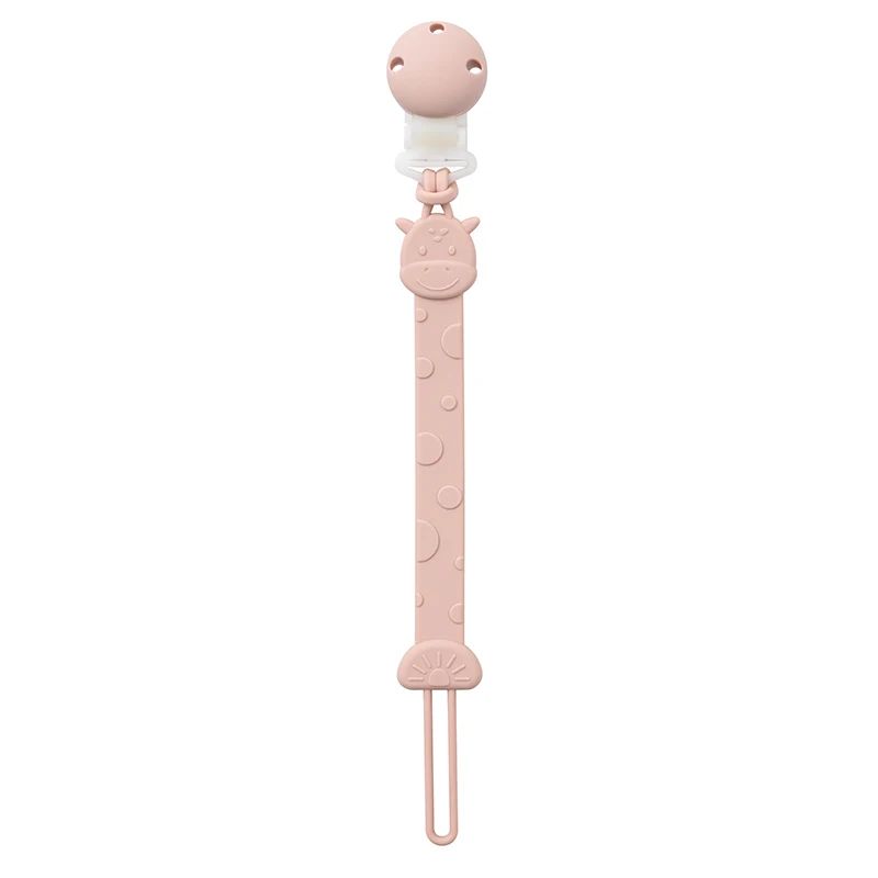 attache tetine silicone soft clip rose poudré