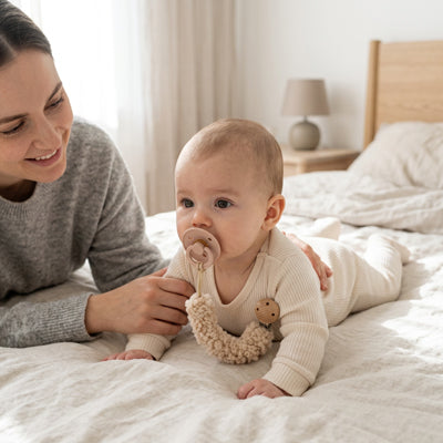 bébé attache tetine maman complicité