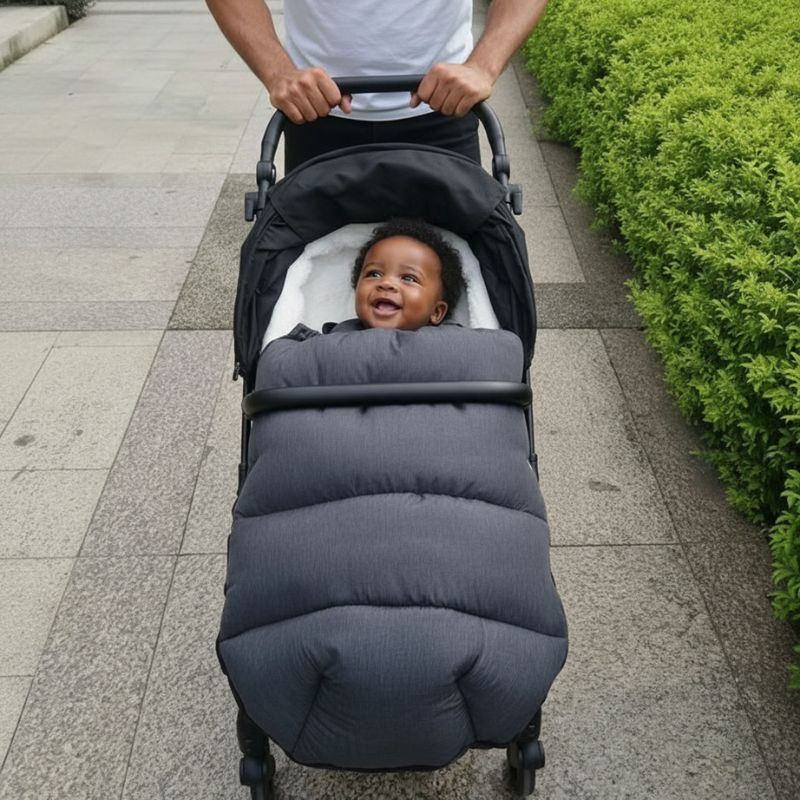 bébé confortable dans chanceliere poussette universelle