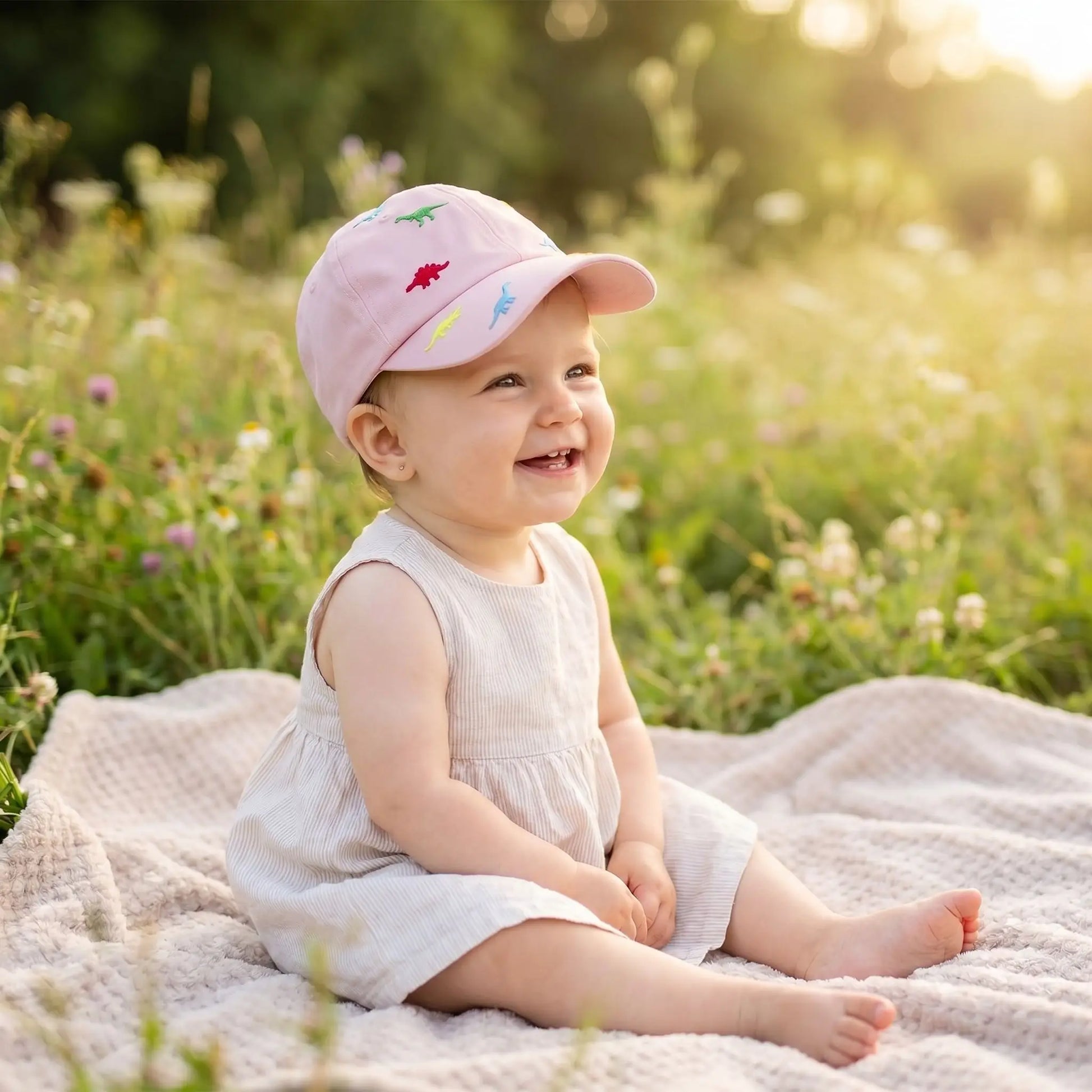 bébé fille portant casquette bébé fille en extérieur