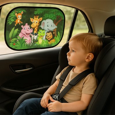 Bébé fixant animaux du pare soleil bébé voiture réutilisable