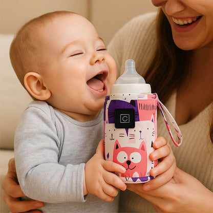 bébé heureux chauffe biberon portable USB rechargeable
