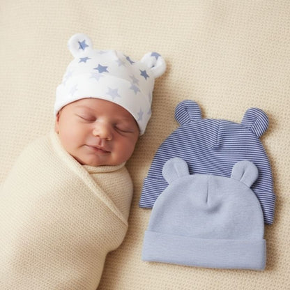 bébé mignon avec bonnet naissance bébé bleu