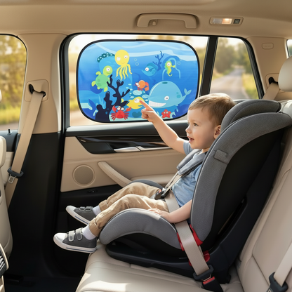 bébé pointant motif baleine du pare soleil voiture bebe