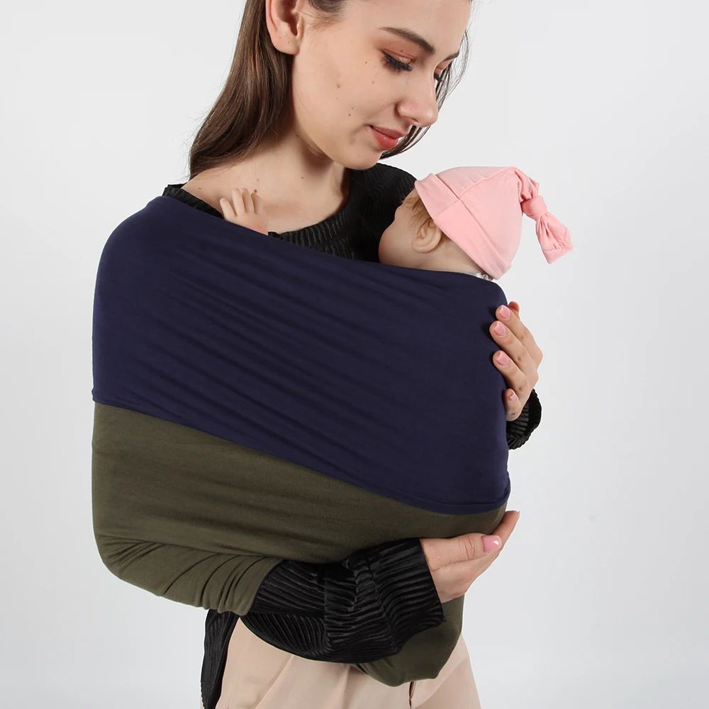 bebe portage echarpe respirante vert-marine