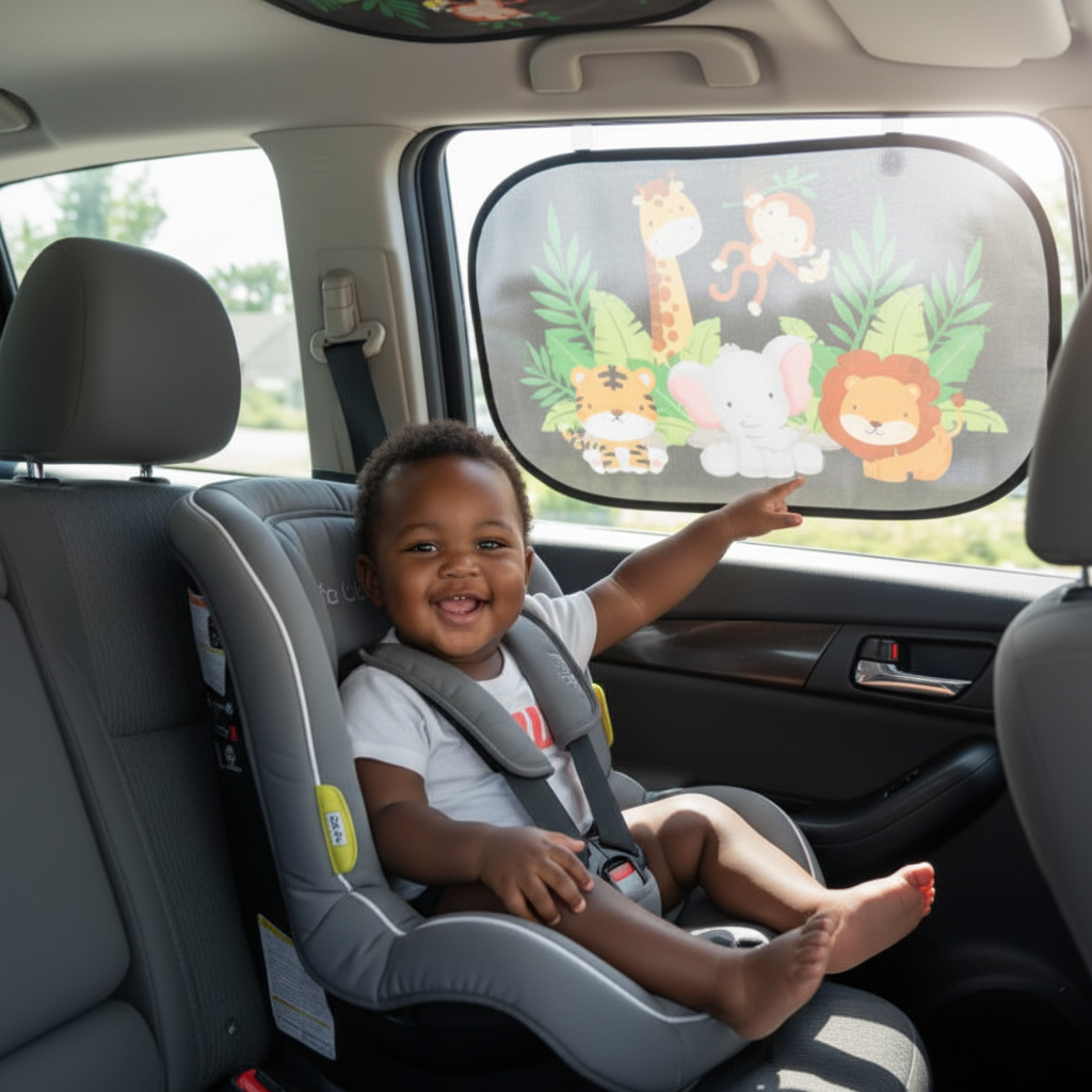 bébé souriant du pare soleil bebe voiture anti-UV