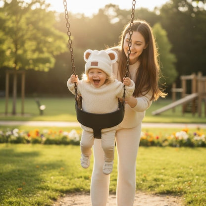 bonnet bebe beige pratique pendant les jeux dans jardin