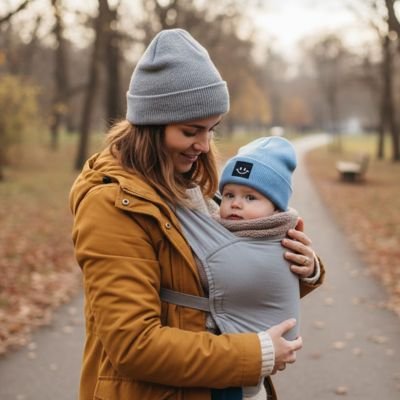 Bonnet bébé bleu avec protection thermique