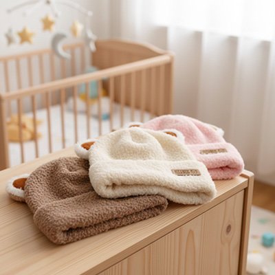 Bonnet bebe en tissu polaire moelleux