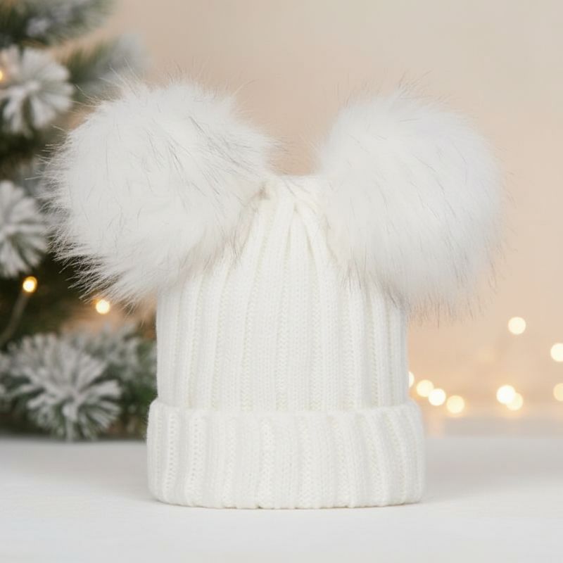 bonnet bebe fille rose avec pompon