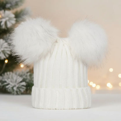 bonnet bebe fille rose avec pompon