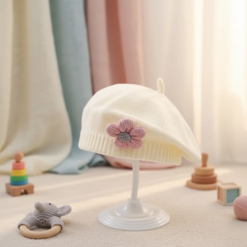 bonnet bébé fille blanc coupe enveloppante
