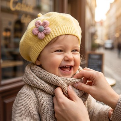 bonnet bébé fille jaune coupe couvrante