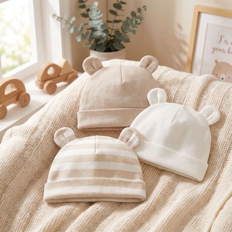 bonnet bébé naissance en lot de trois