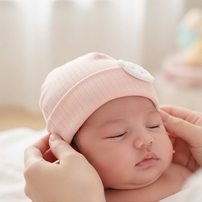 Bonnet bebe naissance rose avec protection contre le froid