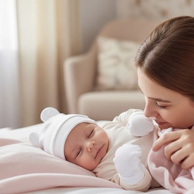 Bonnet bebe naissant blanc avec protection optimale