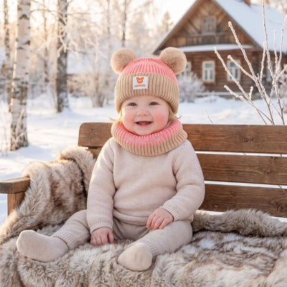 bonnet hiver bebe rose avec protection thermique