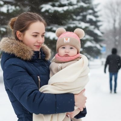 Bonnet hiver bebe rose beige avec pompons décoratifs