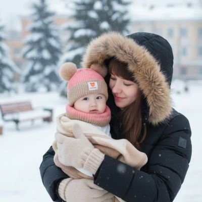 Bonnet hiver bebe rose beige pour sortie hivernale