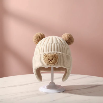 bonnet laine bébé beige doux