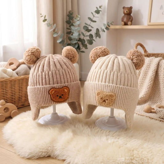 bonnet laine bébé beige kaki