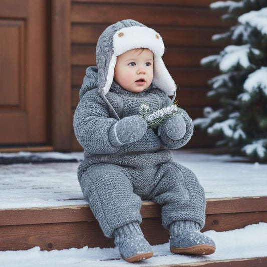 bonnet laine bebe gris avec protection chaleureuse