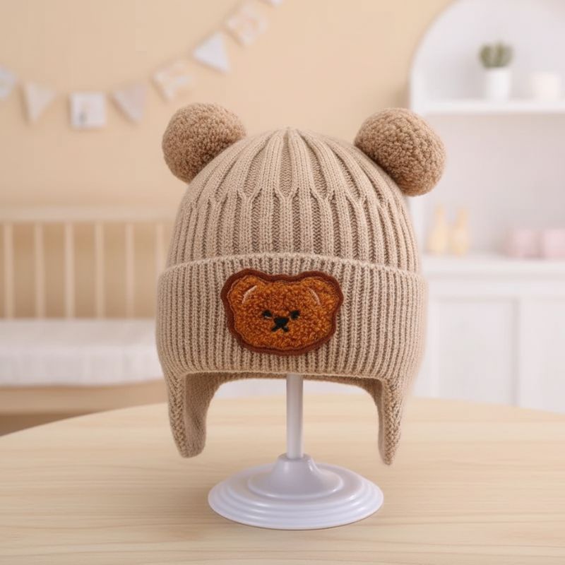bonnet laine bébé kaki enveloppant