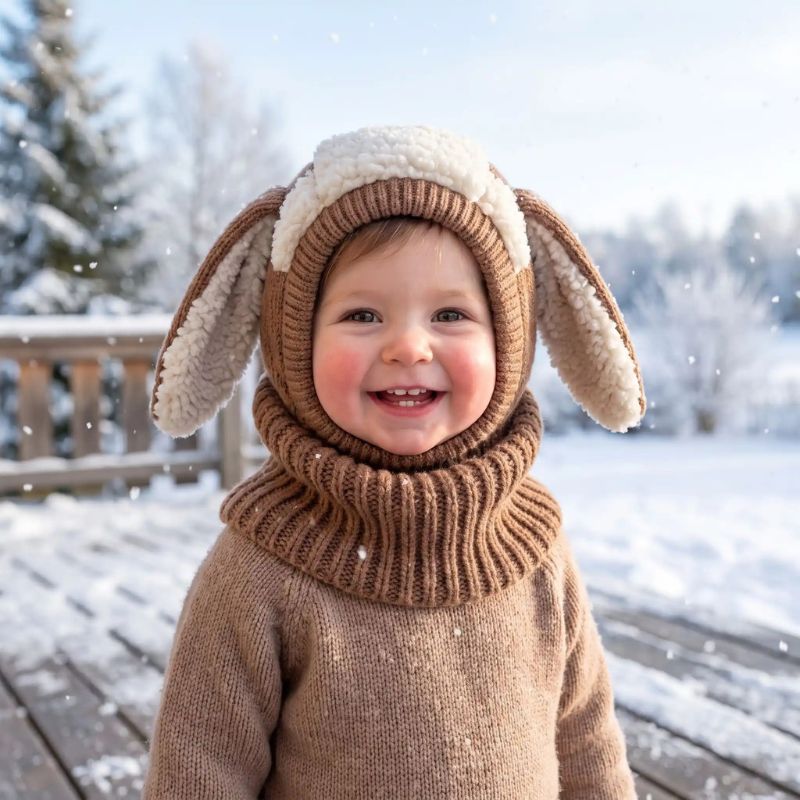 cagoule bébé fille marron pour sortie hivernale