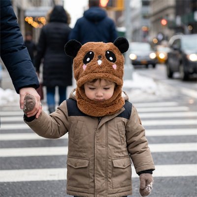Cagoule bebe marron avec Design animalier