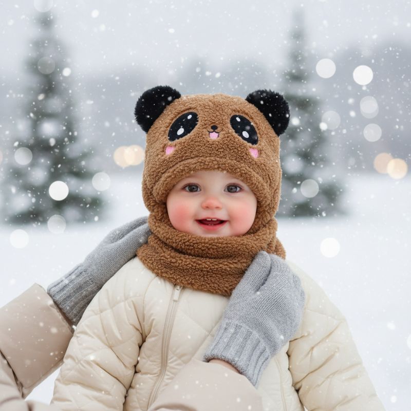 cagoule bebe marron pour protection hivernale