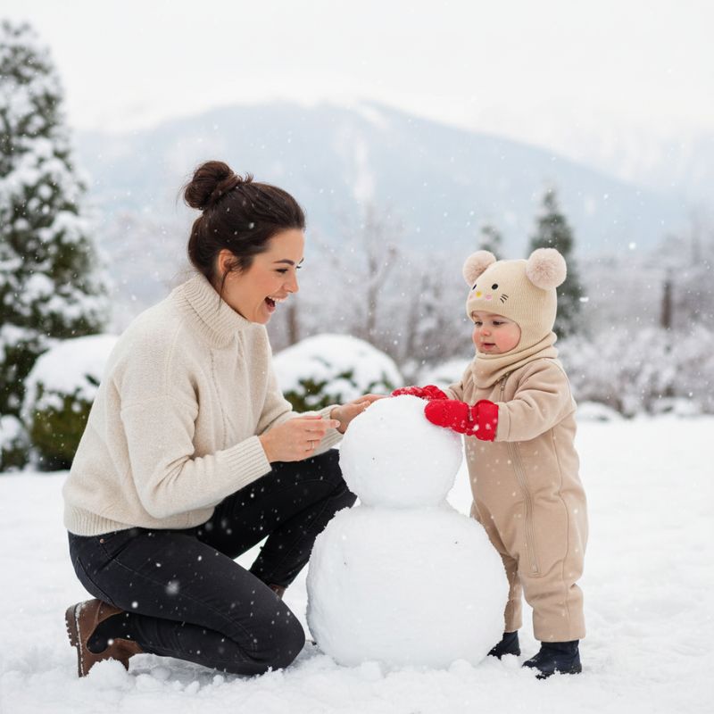 cagoule bébé beige pour protection hivernale
