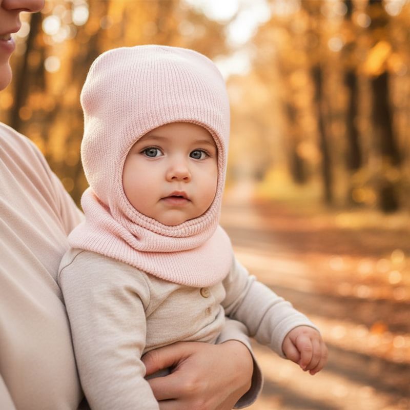 cagoule bebe rose avec protection hivernale