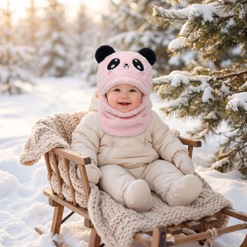 cagoule bebe rose motif panda
