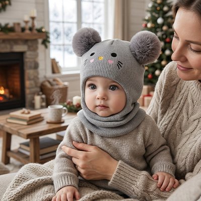 Cagoule pour bebe gris confortable
