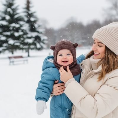 Cagoules bebe en maille épaisse pour hiver