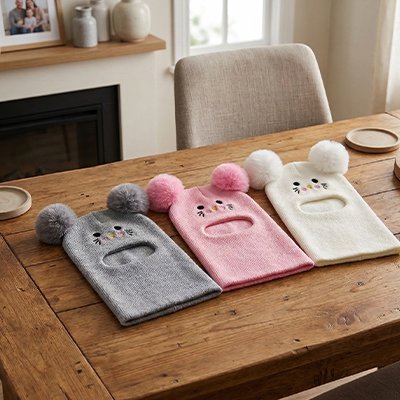 Cagoules pour bebe en tricot épais 