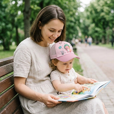 casquette bébé fille détente maman bébé au parc
