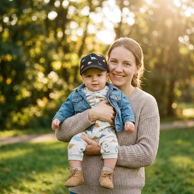 casquette bébé garçon avec bébé maman parc