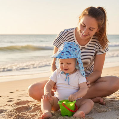 casquette enfant avec bébé et maman heureux