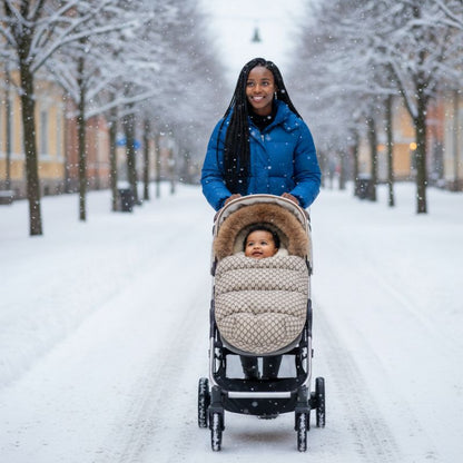 chanceliere hiver pour poussette avec maman
