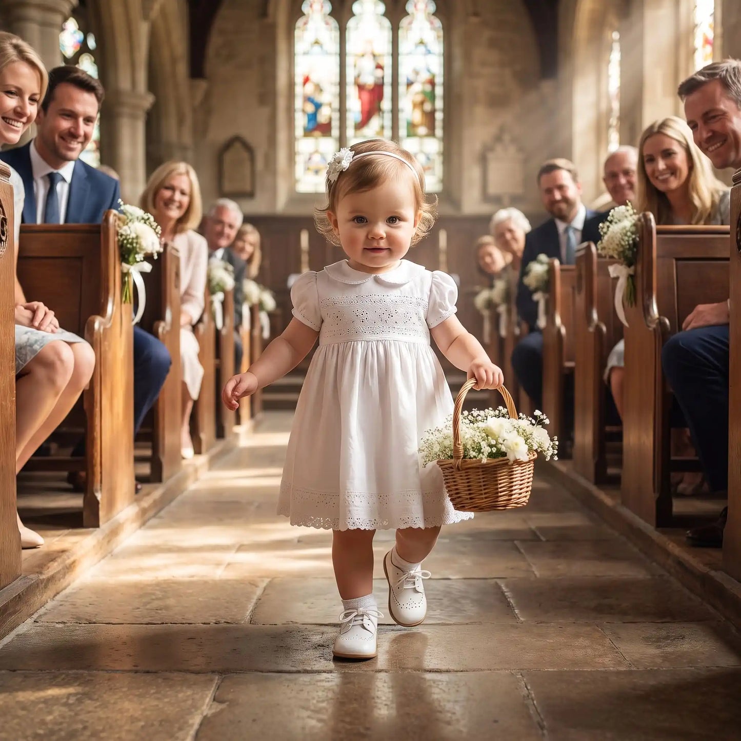 chaussure bebe marche dans une église pendant mariage