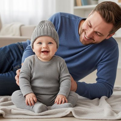 confort bébé avec bonnet bébé garçon gris solide