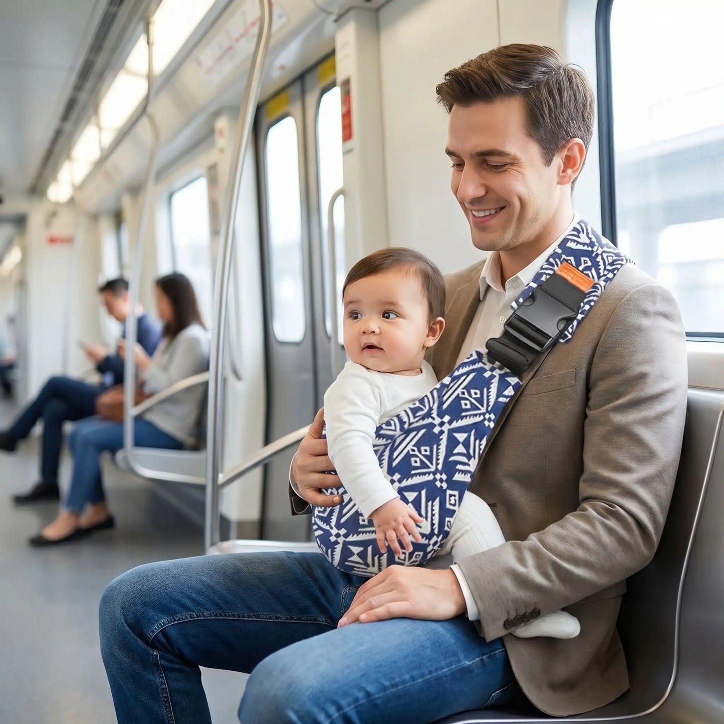 echarpe de portage bebe linki bleu papa bébé métro